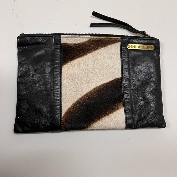 ZEBRA CALF HAIR CLUTCH- Black - Picture 2 of 4